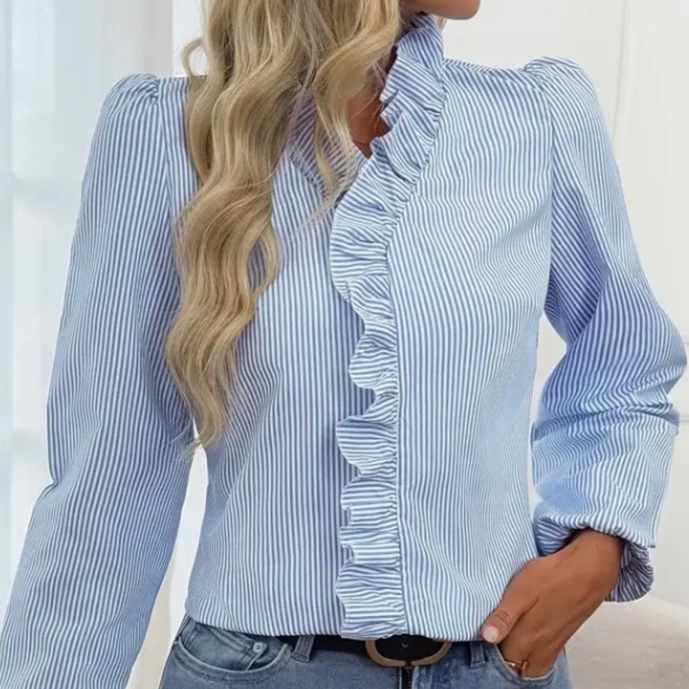 Blue Striped Women's Top - Picture 8 of 13